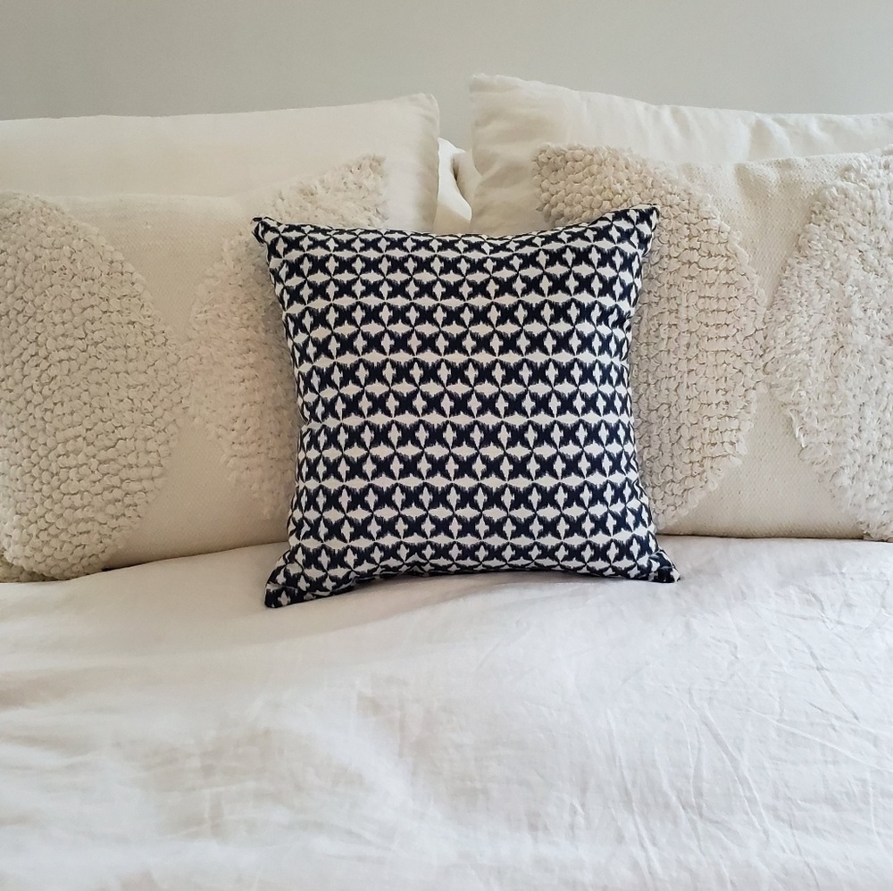 Navy Indigo Tribal Shibori Square Throw Pillow